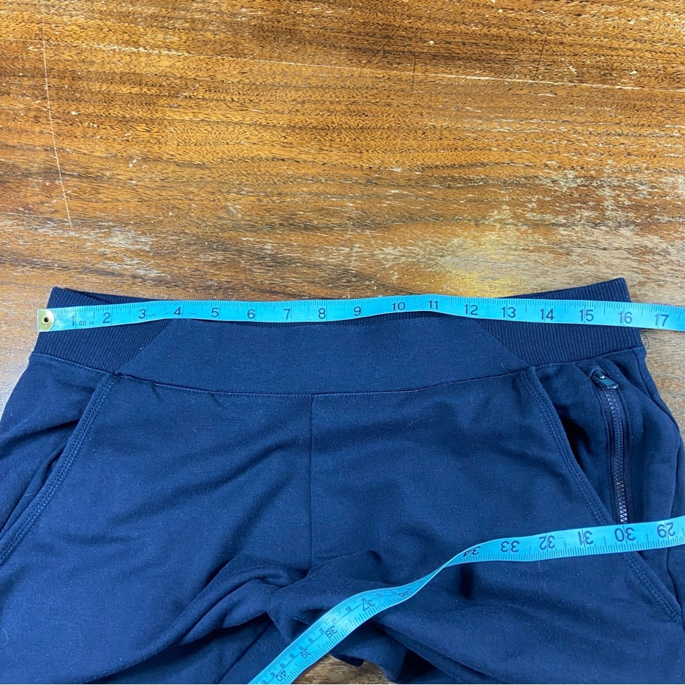 Chico's Size 1 Regular French Terry Joggers Dark Navy Blue Sweat Pants Workout - Picture 3 of 8